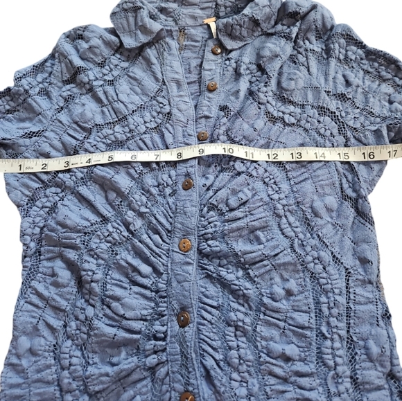 Free People Women's Shayla Lace Long sleeves Button Front Mini Casual Boho Dress - Picture 9 of 12
